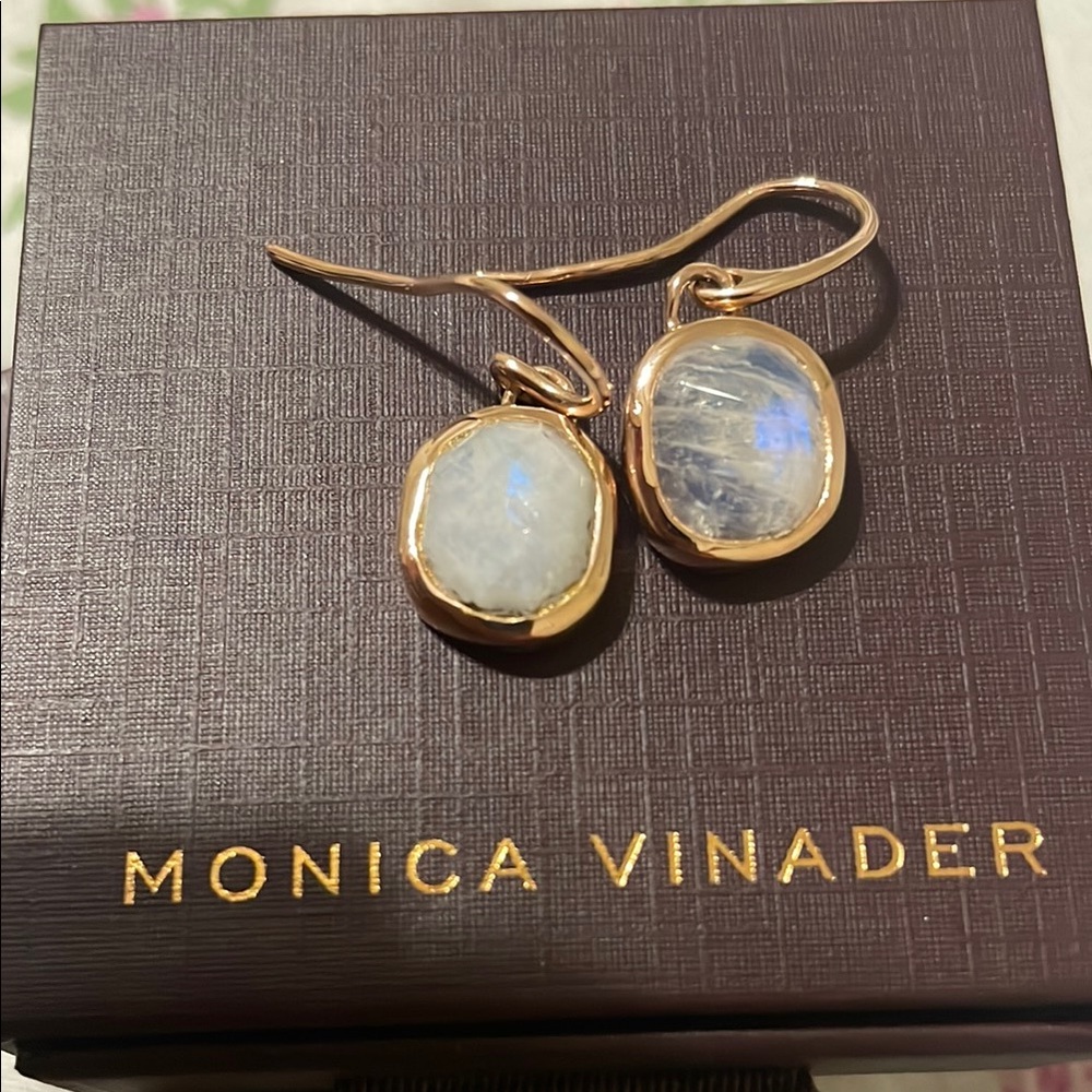 Monica Vinader gold moonstone Earrings